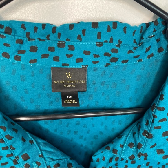 Worthington Blue and Black Button Down Shirt - Picture 4 of 8
